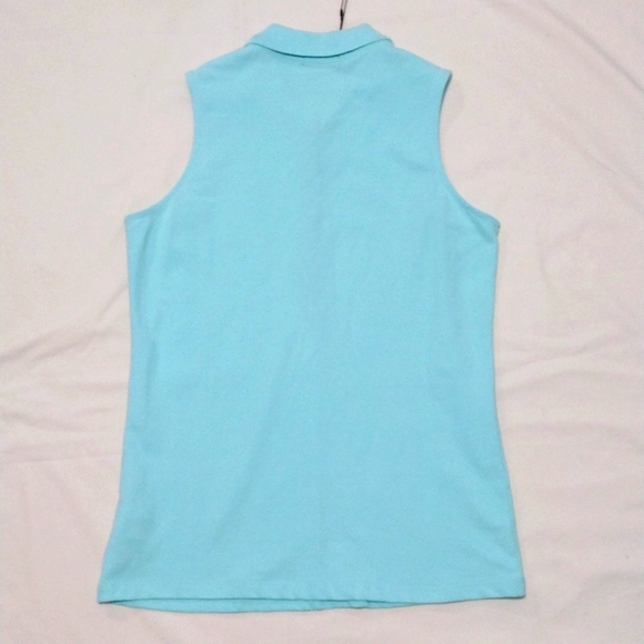 Renuar Womens Sleeveless Collared Shirt R7676 Turquoise - Picture 6 of 9